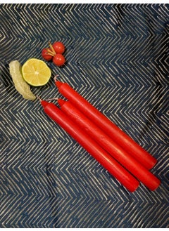 Premium New Year Special Red Color Pearlescent Scented Candlestick - Set of 3