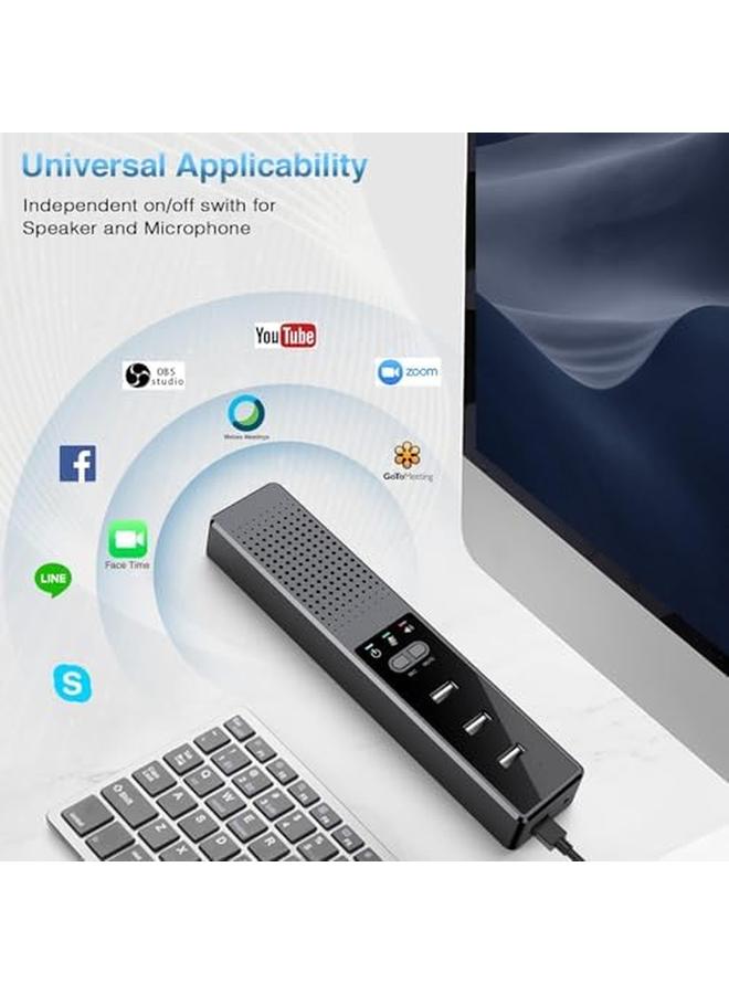 Excefore 3 In 1 Computer Speaker With Microphone Usb Powered Pc Speakers For Smart Home Office And Online Study Portable External Desk Speakers With Hubs Plug And Play  - Image 3