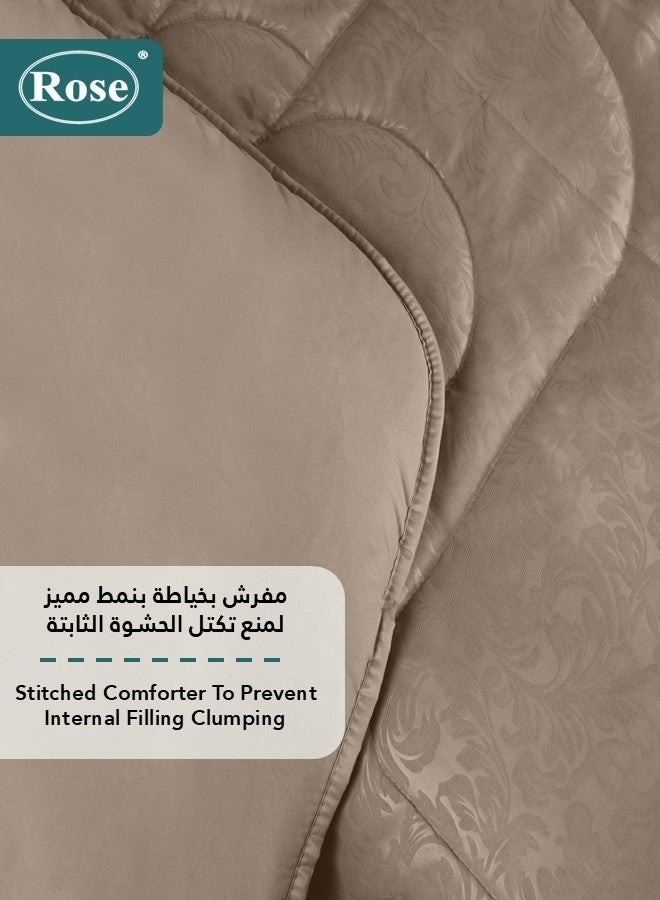 Rose Luxurious Flory Comforter Set, High Quality Microfiber, 6 pieces, Super Soft Cozy Breathable Cooling, Fits Double Size Bed 200x200 cm, Mocha - Image 5