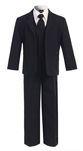 OLIVIA KOO Boys Classic Suit Set with Cloth Cover ButtonsLargeBlack - Image 3