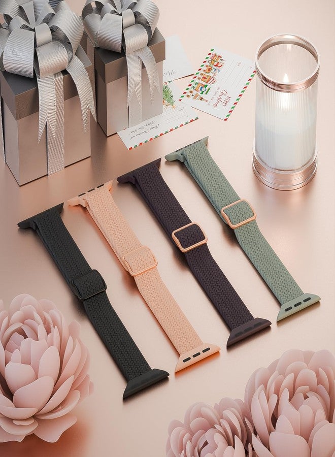 4 قطع من حزام ساعة Apple Watch 38 مم 42 مم 40 مم 44 مم 41 مم 45 مم 46 مم 49 مم للنساء والرجال، حزام رفيع من النايلون بحلقة فردية لسلسلة iWatch 11 10 9 8 7 SE 6 5 4 3 Ultra - Image 2