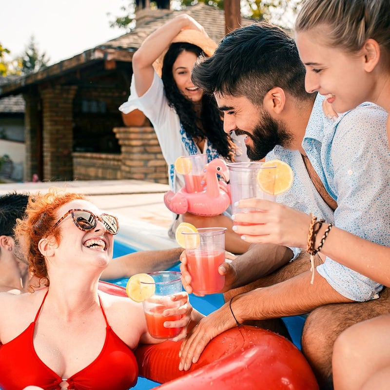 KesaPlan 50 Pcs Pink Plastic Cups 16oz Disposable Stemless Wine Glasses Pink Clear Drinking Cups for Party Plastic Disposable Cups for Cocktail Martini Party Cups for Wedding Birthday Valentines - Image 4