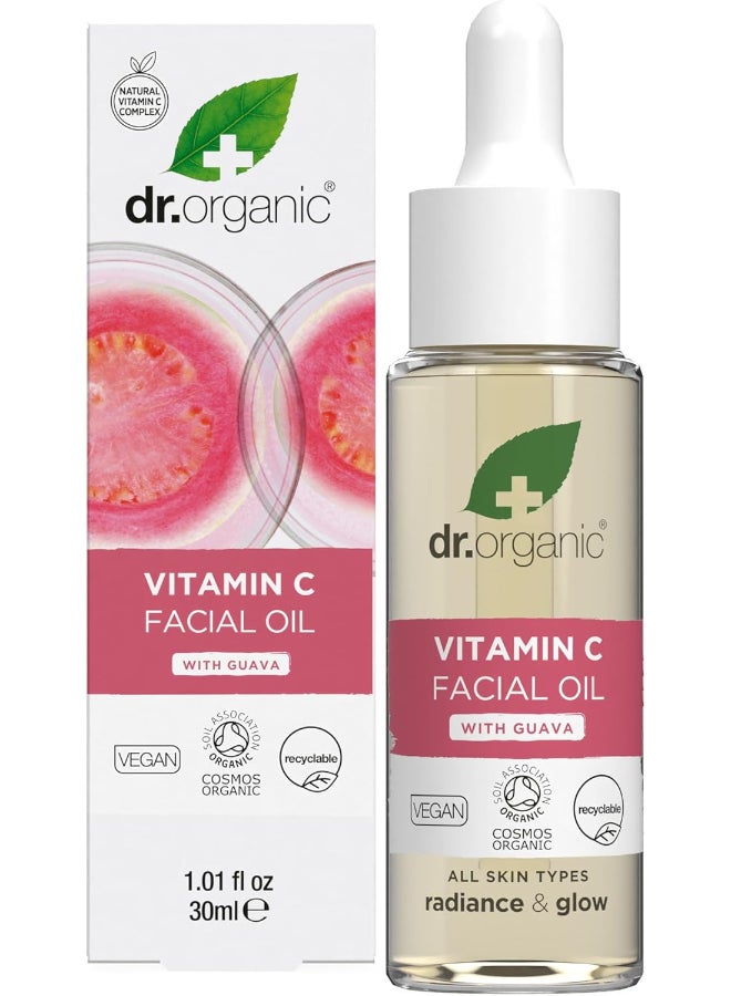 dr.organic Vitamin C Brightening Face Oil 30ml | Moisturizes, Hydrates & Replenishes Skin, 1.01 fl oz - Image 1