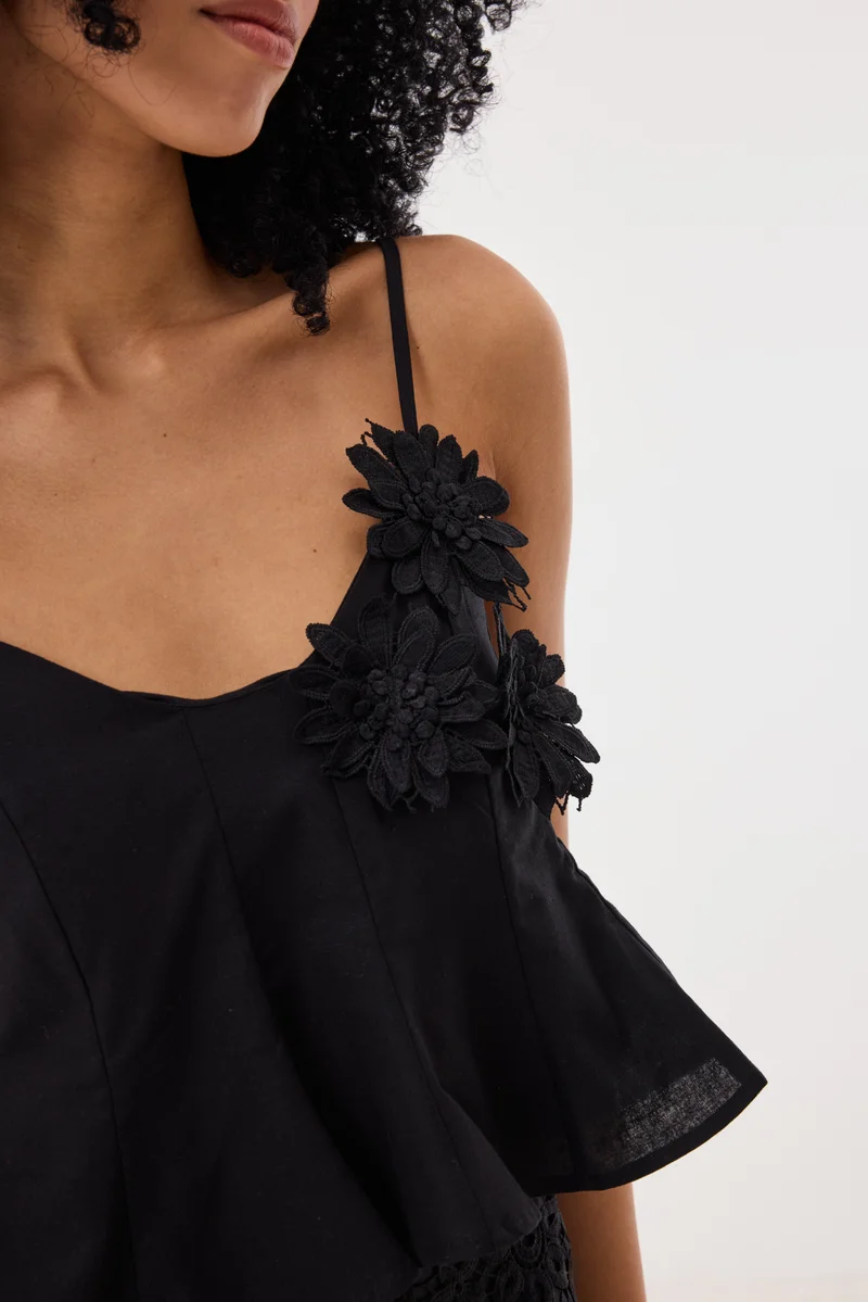 Ashita Fernandes Black Cathrine Top for Women | Best Price UAE