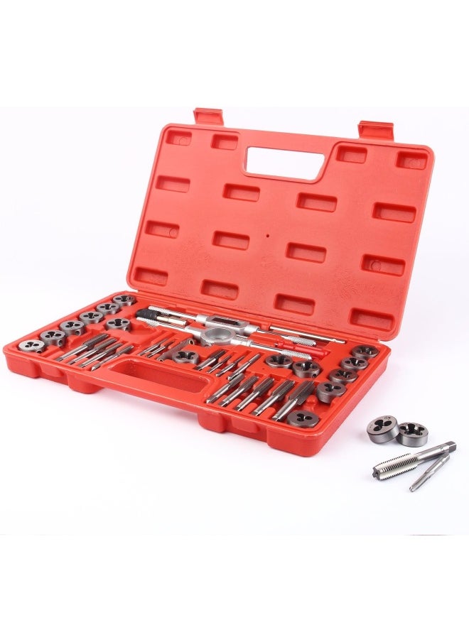 EFFICERE - Efficere 40-Piece Premium Tap And Die Set, Metric Screw Threads M3, M4, M5, M6, M7, M8, M10, M12, Both Coarse And Fine Types | Essential Threading Tool Kit With Complete Handles, Accessories And Case - Image 1