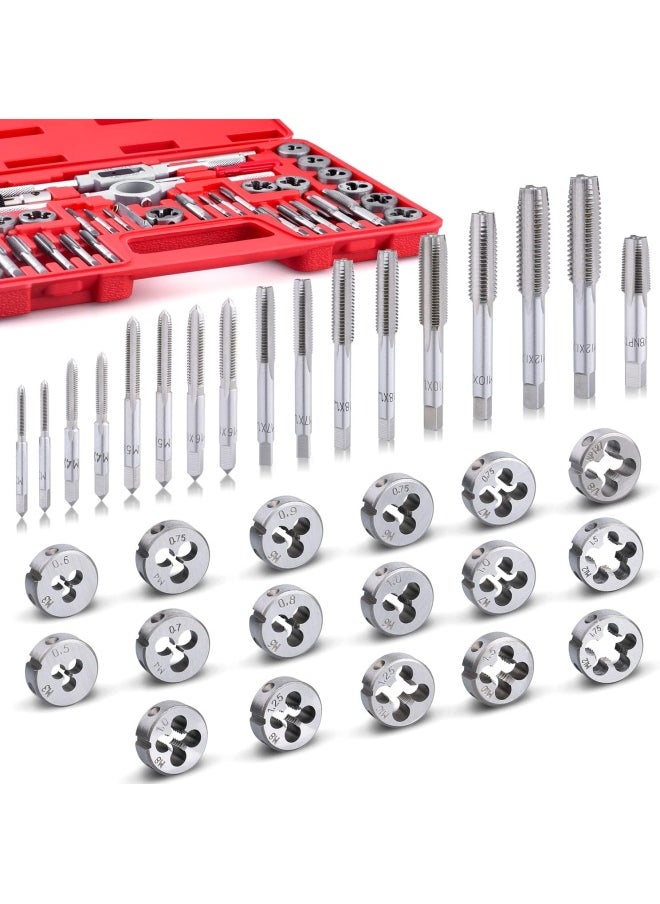 EFFICERE - Efficere 40-Piece Premium Tap And Die Set, Metric Screw Threads M3, M4, M5, M6, M7, M8, M10, M12, Both Coarse And Fine Types | Essential Threading Tool Kit With Complete Handles, Accessories And Case - Image 1