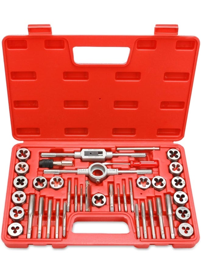 EFFICERE - Efficere 40-Piece Premium Tap And Die Set, Metric Screw Threads M3, M4, M5, M6, M7, M8, M10, M12, Both Coarse And Fine Types | Essential Threading Tool Kit With Complete Handles, Accessories And Case - Image 1