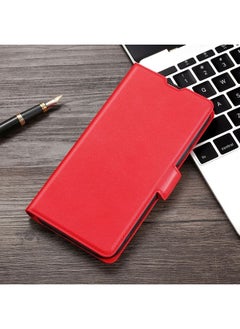 Case Cover For Realme 3 Pro Ultra-thin Voltage Side Buckle PU + TPU Leather Phone Case Red