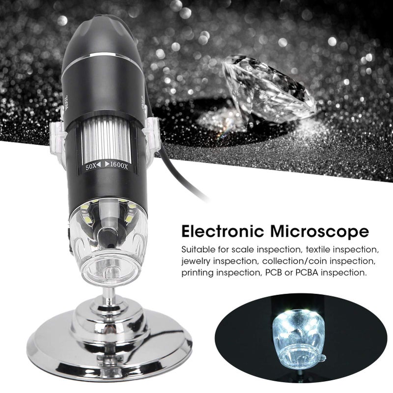 Bewinner 1600X USB مجهر رقمي 8 LED مجهر إلكتروني محمول لفحص PCB والمجوهرات - Image 3