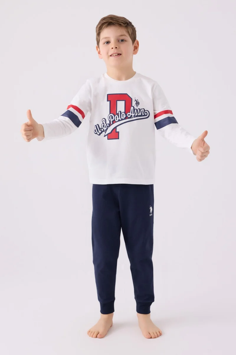 U.S. Polo Assn. Us Polo Boy's Long Sleeve Pajama Set US1902 Cream
