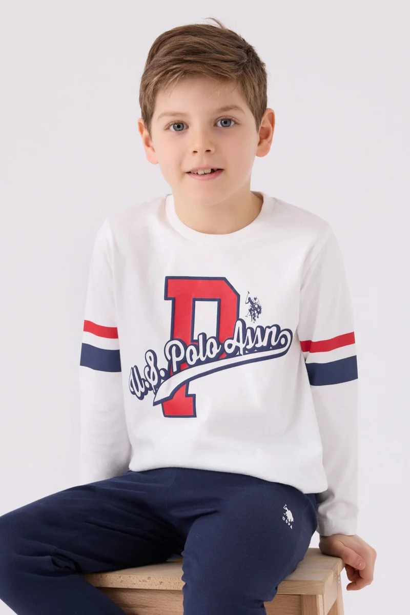 U.S. Polo Assn. Us Polo Boy's Long Sleeve Pajama Set US1902 Cream