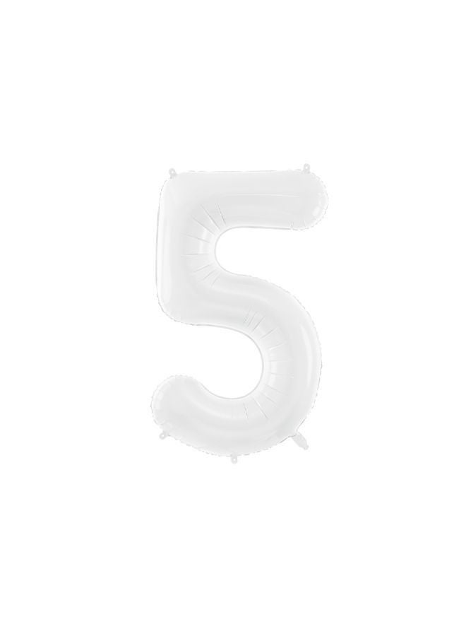 PartyDeco Foil ballon Number ''5'', 86 cm, white  - Image 1