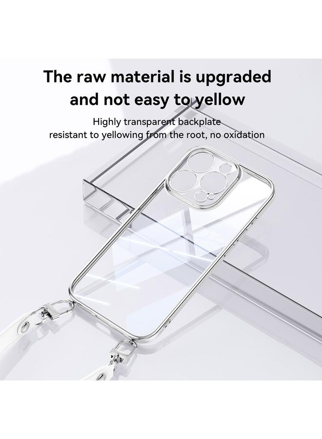 SULADA Case For iPhone 14 Pro Max Electroplated Clear TPU Soft Frame Phone Case with Wrist Strap - Image 3