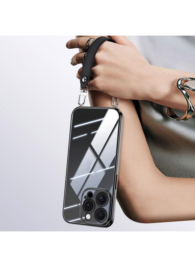 SULADA Case For iPhone 14 Pro Max Electroplated Clear TPU Soft Frame Phone Case with Wrist Strap - Image 1