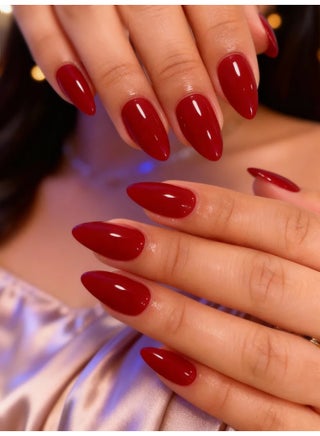 Glossy Red Fake Nails Press On Nails 24PCS Long Pointed Shape Reusable ABS Nail Tips Natural Look Durable Lightweight Non-Toxic Easy Apply for Women Wedding Party Date Night Elegant Nail Art Set - view 3