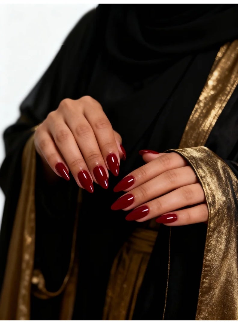 Orange Life Glossy Red Fake Nails Press On Nails 24PCS Long Pointed Shape Reusable ABS Nail Tips Natural Look Durable Lightweight Non-Toxic Easy Apply for Women Wedding Party Date Night Elegant Nail Art Set - Image 4