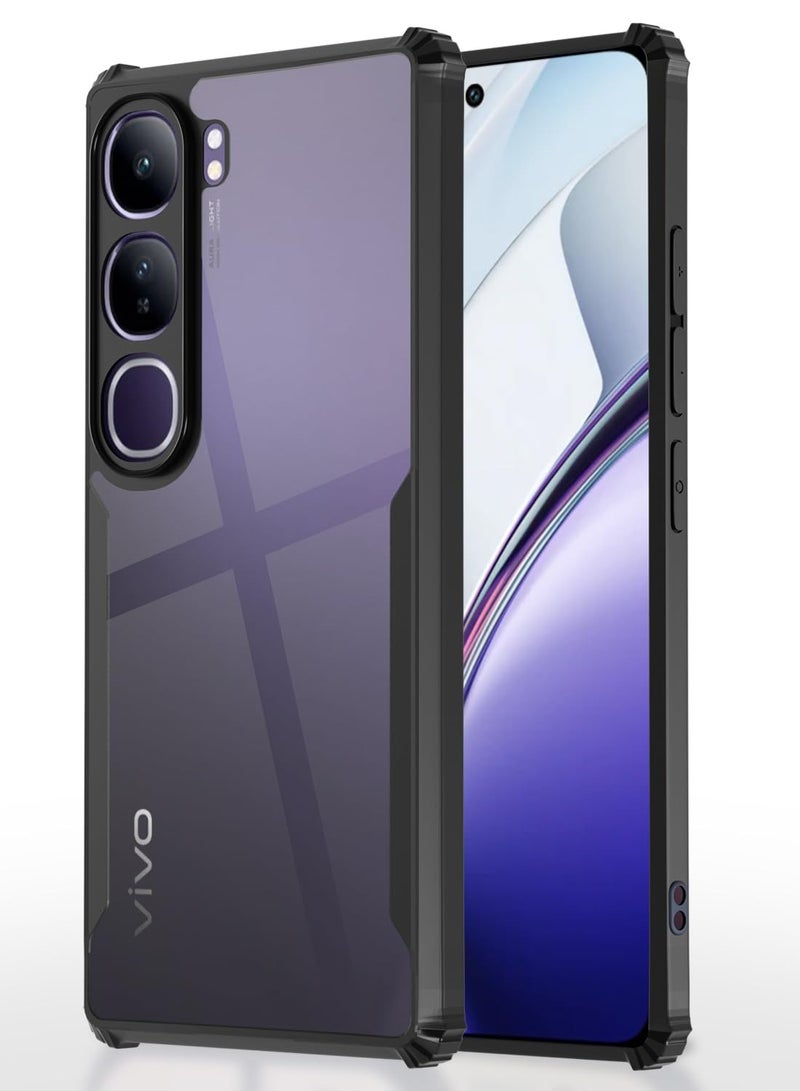 Vivo V40 Lite Clear Case Hard PC Back Cover with Shockproof TPU Black Border 360 Degree Impact Resistant non-Yellowing Transparent Cover For Vivo V40 Lite - Image 1