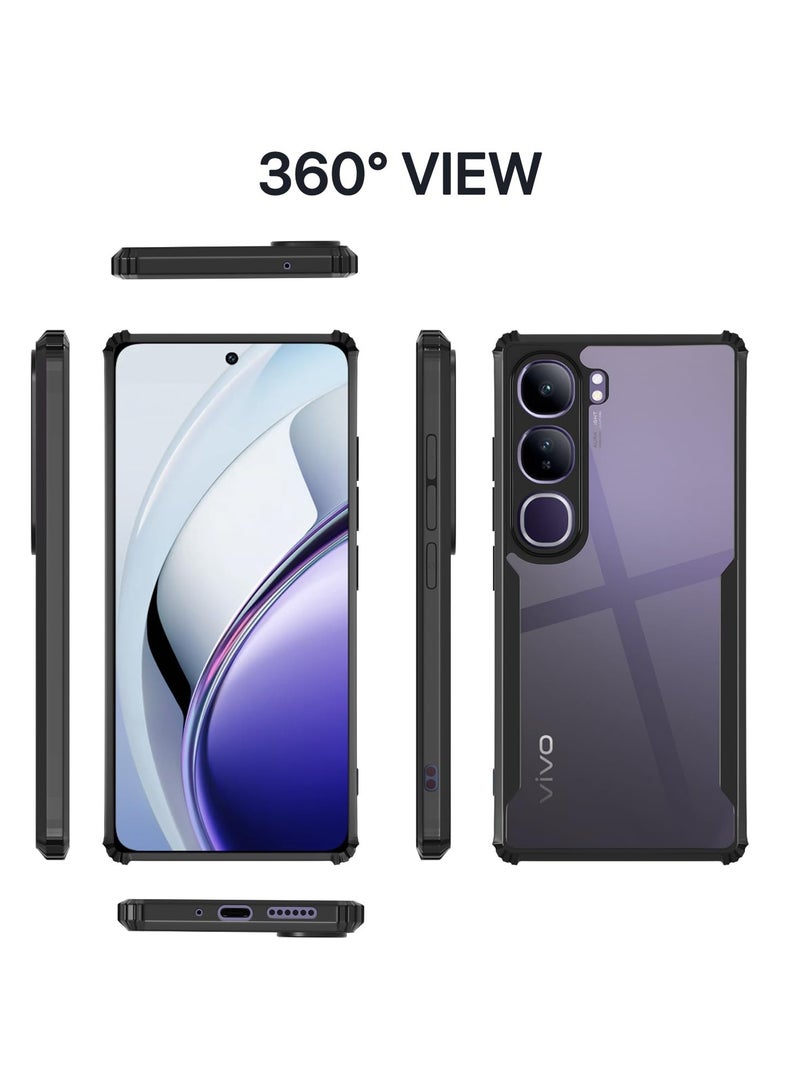 Vivo V40 Lite Clear Case Hard PC Back Cover with Shockproof TPU Black Border 360 Degree Impact Resistant non-Yellowing Transparent Cover For Vivo V40 Lite - Image 3