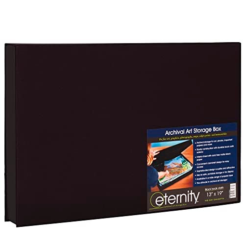 HG Art Concepts Art Photo Storage Box Eternity Archival Clamshell Box for Storing Artwork, Photos & Documents Deluxe Acid-Free Sturdy & Lined with Archival Paper - [Black - 13" x 19"] - Image 1