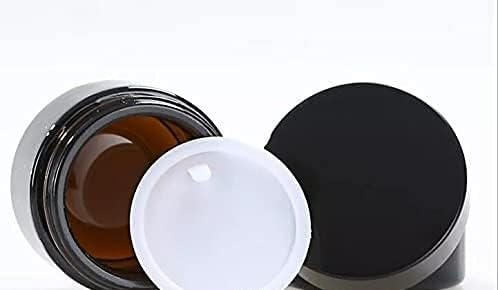 DINEMART DINEMART Pack of 12 PCS 15 GRAM AMBER GLASS JAR with Black Cap and White Inner Stopper for lipbalm and lipscrub Beauty Cream Blends Skin Care Hair Care Travel Toners Cosmetic DIY  - Image 2
