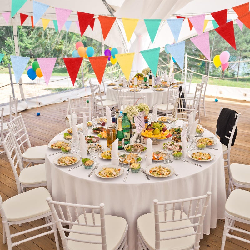HESTYA 42 Pieces Colorful Pennant Banner Flag Multicolor Bunting Triangle Banner Pastel Pennants for Birthdays Easter School Carnival Garland Outdoor Events Party Hanging Decorations(Rainbow) - Image 4