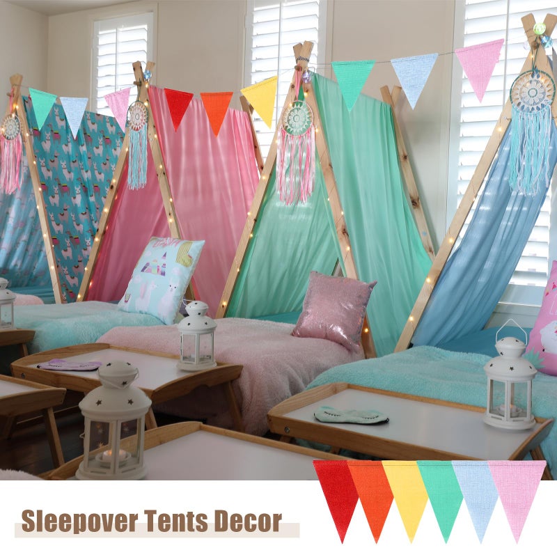 HESTYA 42 Pieces Colorful Pennant Banner Flag Multicolor Bunting Triangle Banner Pastel Pennants for Birthdays Easter School Carnival Garland Outdoor Events Party Hanging Decorations(Rainbow) - Image 3