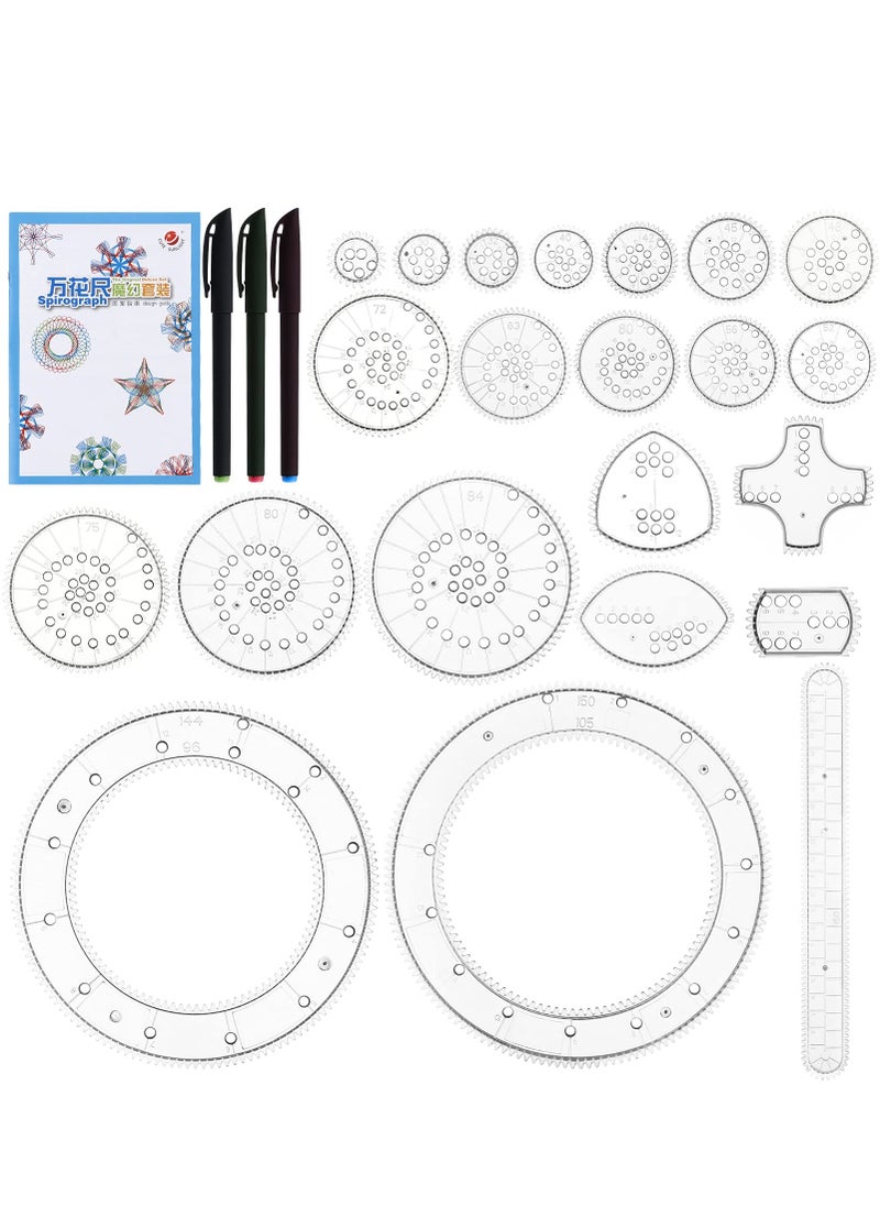 SYOSI Spirograph, Drawing Spirograph Set, Spirograph Deluxe Set with 28 Painting Magic Spiral, Art Drawing Kit, Geometric Drawing Ruler, Spirograph Art Design Set for Adults and Kids