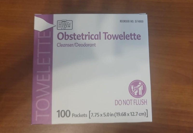 PDI Obstetrical Towelettes - Cleanser/Deodorant, Box of 100 Packets - Image 1