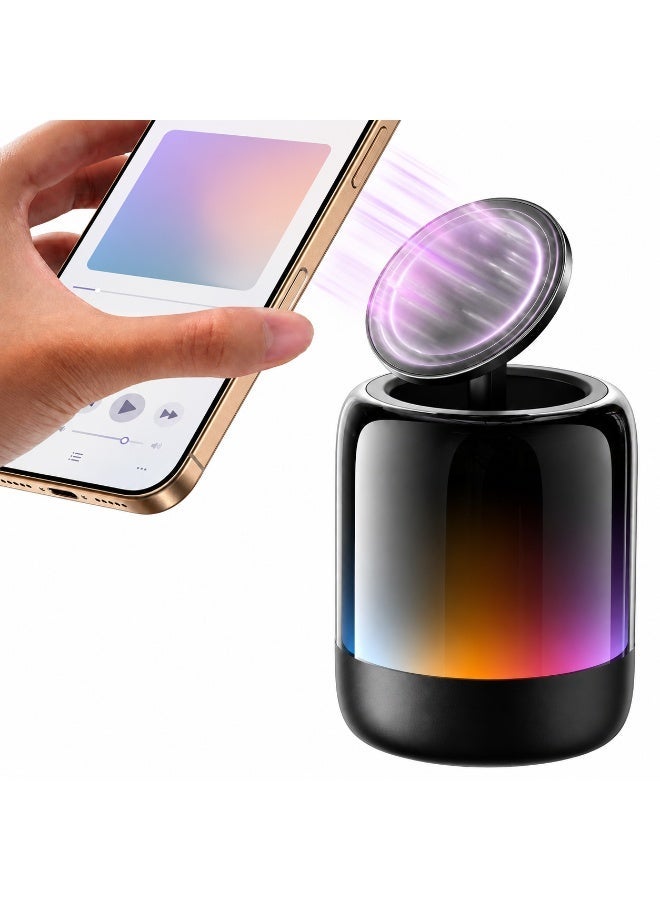 Portable Bluetooth Speaker with Magnetic Phone Stand, RGB LED Light Mini Wireless Desk Speaker, TWS Stereo Pairing, FM Radio, TF Card, Type-C Rechargeable Speaker for iPhone Android, Bedroom, Office & Travel - Image 1