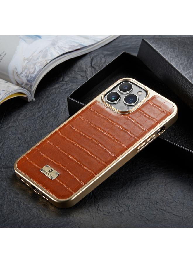 The Bros Case For iPhone 13 Pro Fierre Shann Crocodile Texture Electroplating PU Phone Case