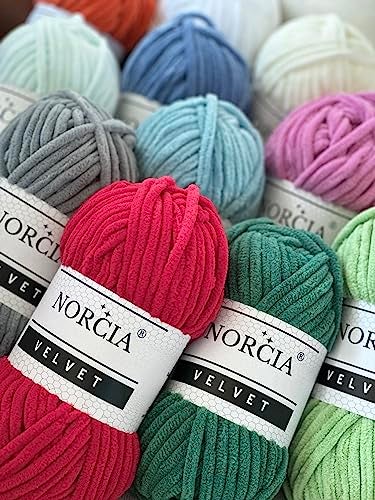 NORCIA Soft Velvet Yarn Chenille Yarn for Crocheting Super Bulky (100g-3.50oz) (68m-74.3 yds) Baby Blanket Yarn for Knitting Amigurumi Yarn for Crochet Weaving Craft (Baby Blue, 1 Skein) - Image 4