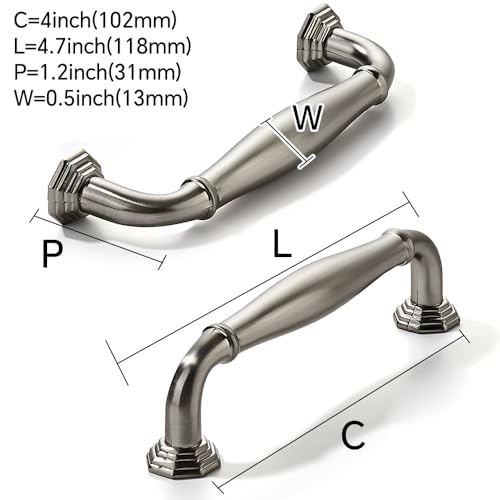 CABDM 10 Pack 4 Inch Hole Center Brushed Satin Nickel Heavy Duty Solid Cabinet pulls Ideal for Dressers Bathroom cabinets and Kitchens cabinets - Image 3