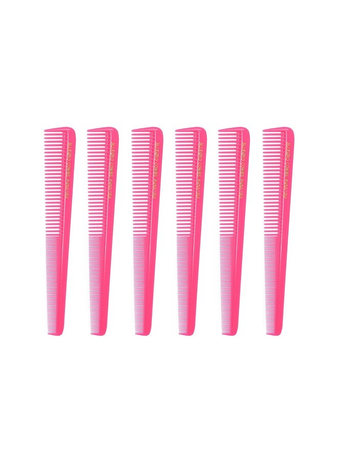 Allegro Combs Allegro Combs 450 Tapered Hair Combs Barber Combs Hair Cutting Combs Hairstylist Combs Women's Combs Men's Pocket Combs Made In The USA. 6 Pcs. (Neon Pink)  - Image 1