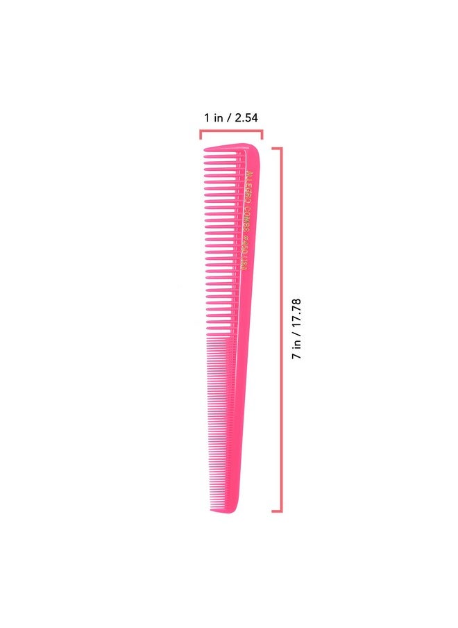 Allegro Combs Allegro Combs 450 Tapered Hair Combs Barber Combs Hair Cutting Combs Hairstylist Combs Women's Combs Men's Pocket Combs Made In The USA. 6 Pcs. (Neon Pink)  - Image 2
