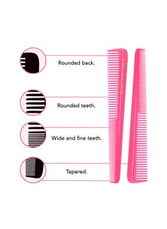 Allegro Combs Allegro Combs 450 Tapered Hair Combs Barber Combs Hair Cutting Combs Hairstylist Combs Women's Combs Men's Pocket Combs Made In The USA. 6 Pcs. (Neon Pink)  - Image 5