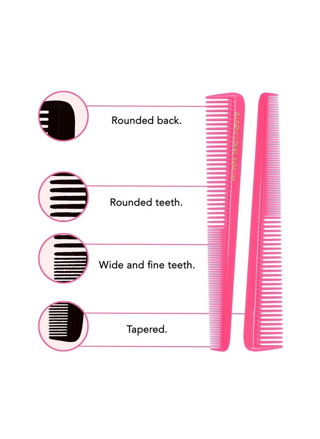 Allegro Combs Allegro Combs 450 Tapered Hair Combs Barber Combs Hair Cutting Combs Hairstylist Combs Women's Combs Men's Pocket Combs Made In The USA. 6 Pcs. (Neon Pink)  - Image 5