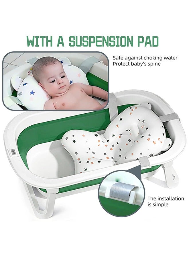 تايمي حوض استحمام محمول للأطفال مع قبعة شامبو مبطنة للأطفال، حوض استحمام قابل للطي للأطفال من سن 0 إلى 2 سنة، حوض استحمام قابل للطي للأطفال حديثي الولادة، منظم استحمام (أخضر) - Image 2