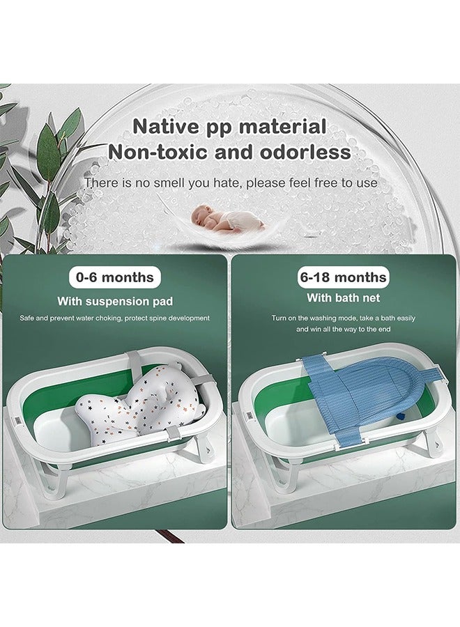 تايمي حوض استحمام محمول للأطفال مع قبعة شامبو مبطنة للأطفال، حوض استحمام قابل للطي للأطفال من سن 0 إلى 2 سنة، حوض استحمام قابل للطي للأطفال حديثي الولادة، منظم استحمام (أخضر) - Image 3