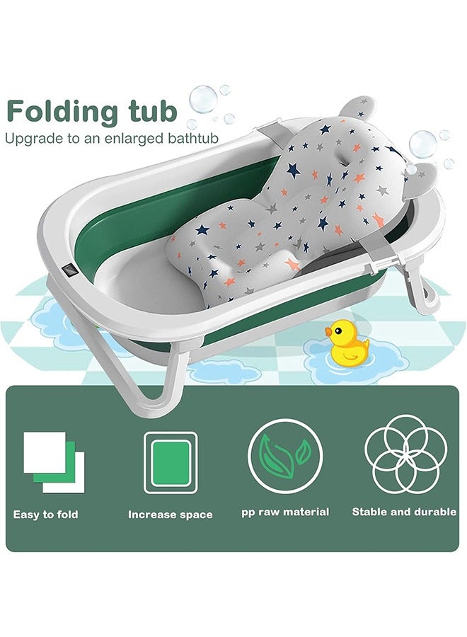 تايمي حوض استحمام محمول للأطفال مع قبعة شامبو مبطنة للأطفال، حوض استحمام قابل للطي للأطفال من سن 0 إلى 2 سنة، حوض استحمام قابل للطي للأطفال حديثي الولادة، منظم استحمام (أخضر) - Image 4