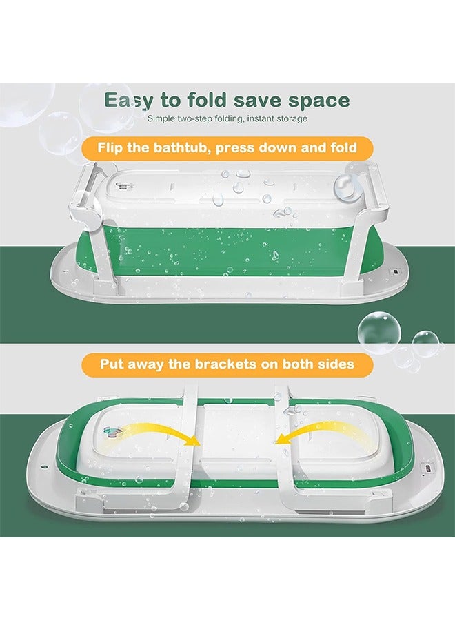 تايمي حوض استحمام محمول للأطفال مع قبعة شامبو مبطنة للأطفال، حوض استحمام قابل للطي للأطفال من سن 0 إلى 2 سنة، حوض استحمام قابل للطي للأطفال حديثي الولادة، منظم استحمام (أخضر) - Image 5