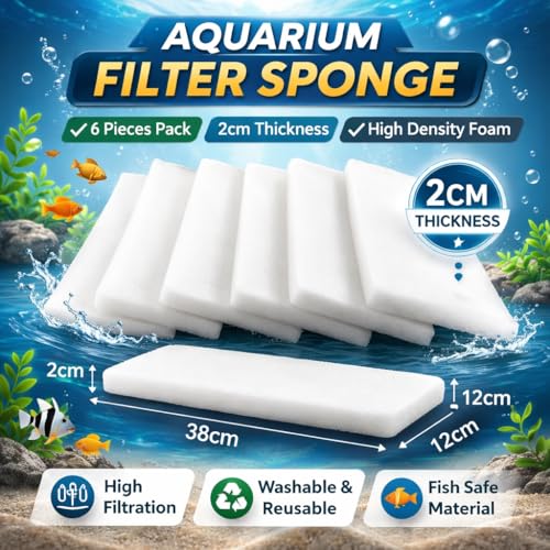 DESPACITO 6pcs Fish Tank Filter Sponge Aquarium Filter Sponge Pad Cotton for Fish Tank Washable & Reusable Biochemical Sponge for Aquarium Filters Media Accessories Filtration Foam 38x12x2cm Thickness - Image 2