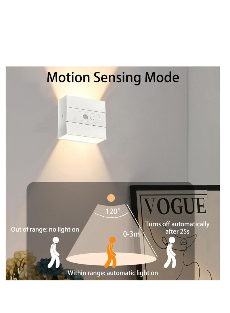 Battery Operated Wall Sconce, Motion Sensor Wireless Rechargeable Wall Light, LED Sconces Dimmable 3 Modes, Indoor Magnetic Adhesive LED Wall Lamp for Home (White, Warm White 3000k)  - Image 3