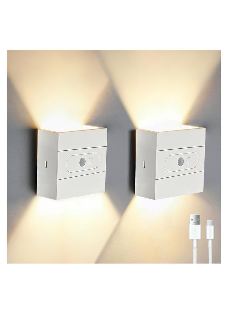 Battery Operated Wall Sconce, Motion Sensor Wireless Rechargeable Wall Light, LED Sconces Dimmable 3 Modes, Indoor Magnetic Adhesive LED Wall Lamp for Home (White, Warm White 3000k)  - Image 2