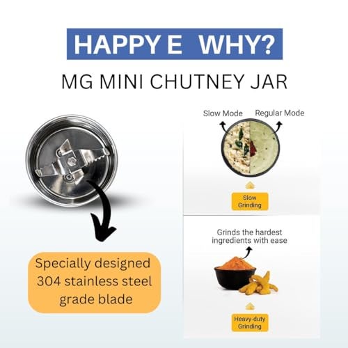 HAPPY E Mixer Grinder Jar, Mini Chutney Jar HEAVY QUALITY Mixer Chutney Jar Suitable for all Local & Branded Mixer which comes with 2 Lock & 4 Teeth Coupler (Mini Unique Jar 180 ml) - Image 3