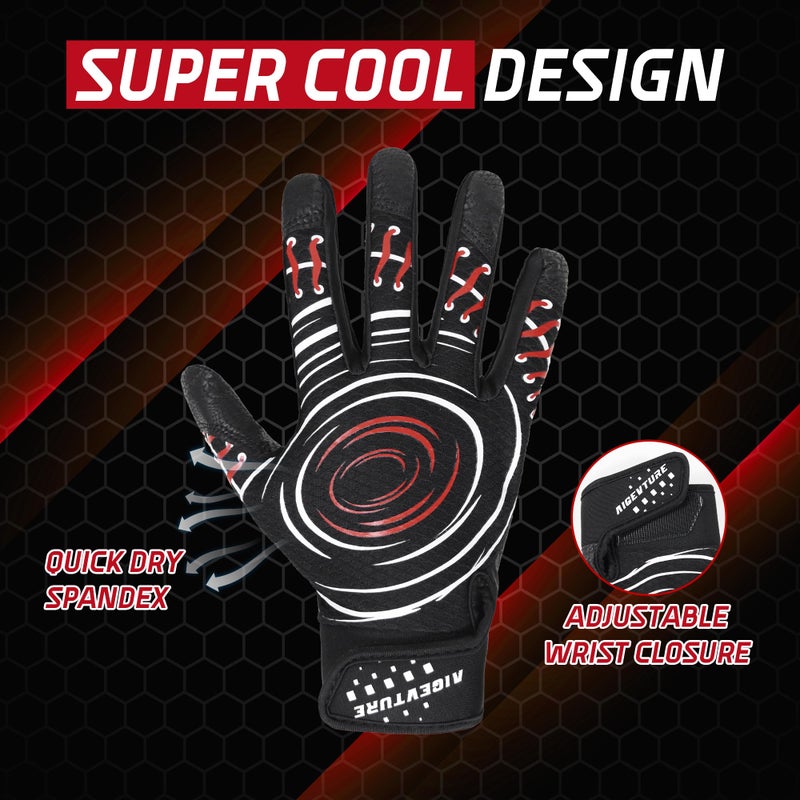 AIGEVTURE Baseball Bating Gloves Adult Youth Baseball Softball Batting Gloves Men Women Black Large - Image 2