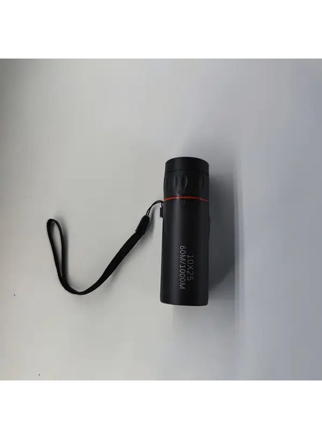 Black 10x25 HD Monocular Telescope 2x Magnification Compact Lightweight For Hiking - Image 1