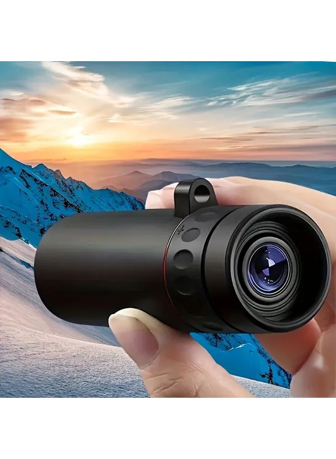 Black 10x25 HD Monocular Telescope 2x Magnification Compact Lightweight For Hiking - Image 2
