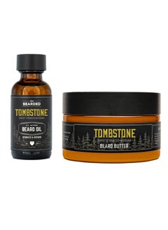Live Bearded Live Bearded Beard Oil and Butter Grooming Kit - Made in the USA - All-Natural Ingredients with Shea, Argan, Jojoba - Growth Support | Tombstone Scent - Sweet Tobacco, Cedar 