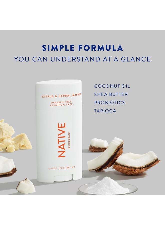 native Deodorant | Natural Deodorant for Men, Aluminum Free with Baking Soda, Probiotics, Coconut Oil and Shea Butter | Citrus & Herbal Musk - Image 3
