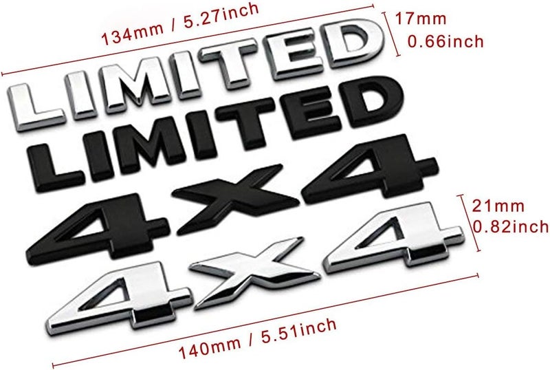 Dsycar ملصق شعار ثلاثي الأبعاد كروم محدود 4×4 من DSYCAR، شارة اسم وشارة زخرفية لجيب جراند شيروكي ورانجلر وكومباس (أسود) تصميم عصري اقتصادي - Image 5